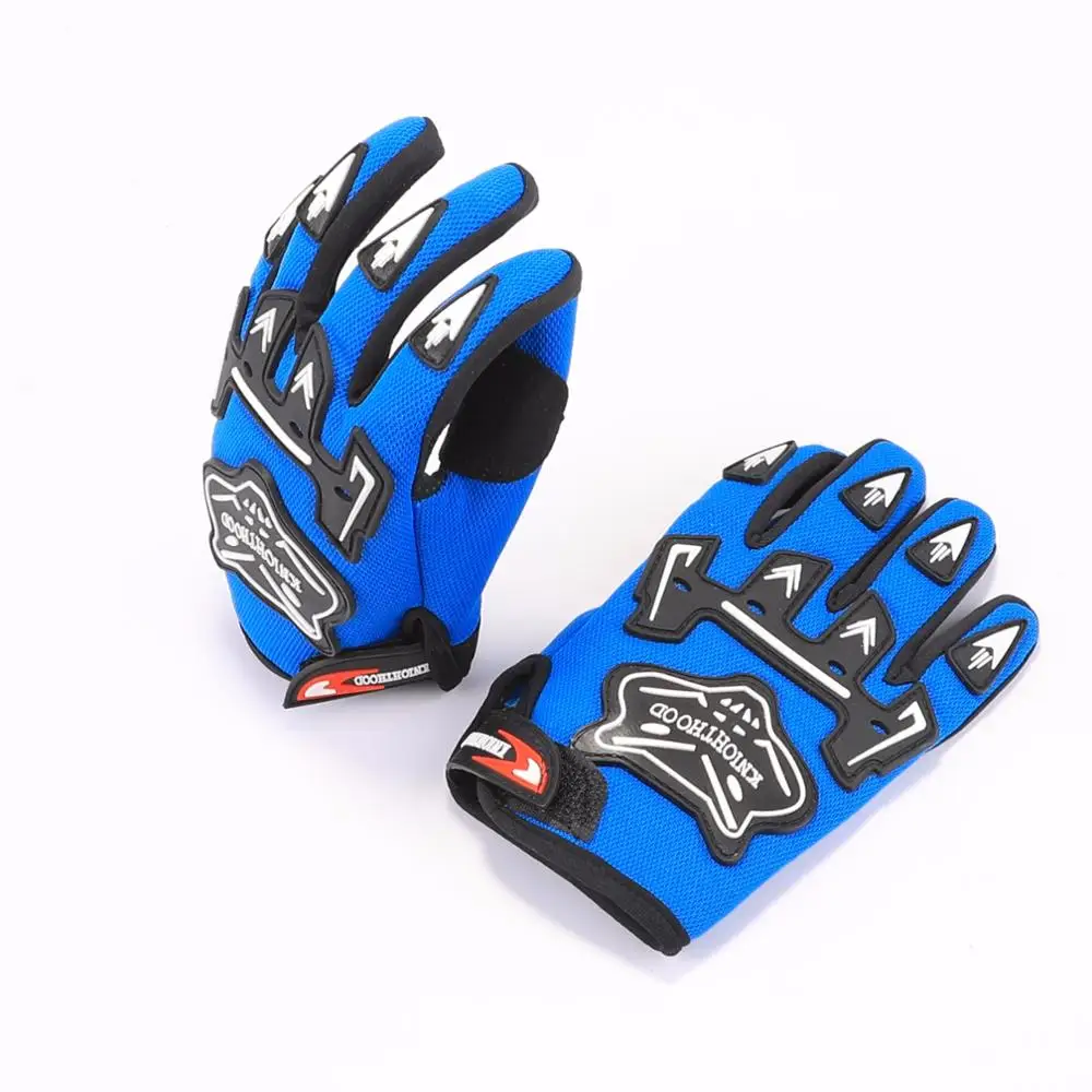 Blue Kids Children Boy Girl Motorcycle Gloves Cycling Bike Bicycle Sports Full Finger Dirt Pit Pocket ATV QUAD Gear | Автомобили и