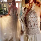 Женское винтажное свадебное платье It's yiiya, белое Тюлевое платье с V-образным вырезом на бретелях в стиле бохо на лето 2019
