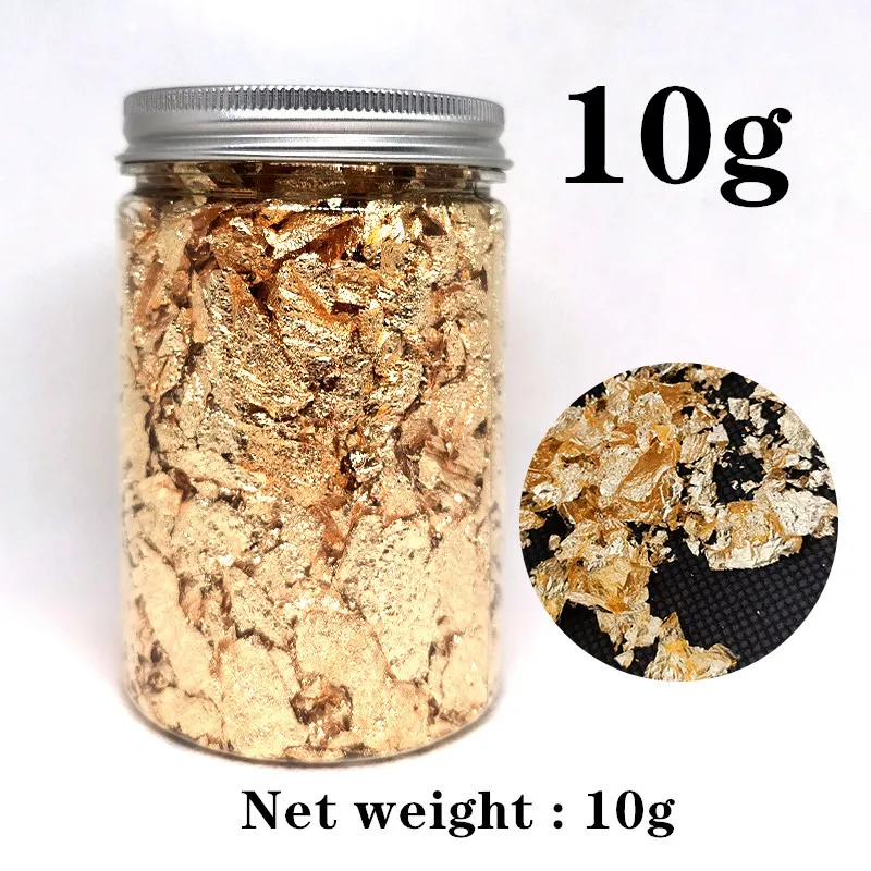 10 г Золотые листья золотые хлопья для украшения ногтей Живопись Искусство