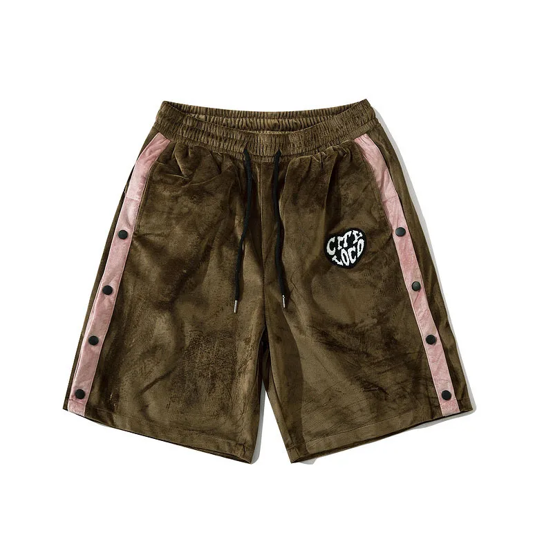 

KIOVNO Men Harakuju Hip Hop Shorts Velvet Embroidery Summer Shorts For Male Streetwear