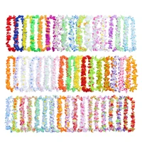 50pcspack artificial flowers leis silk cloth hanging colorful party decor wreath garland necklace beach lightweight summer