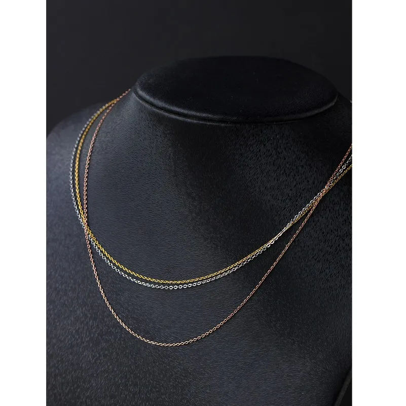 

925 Sterling Silver Necklace Rose Gold/Gold/Silver Color Link Chain Necklaces for Women DIY Fine Jewelry Making Accessories