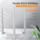 Беспроводной Wi-Fi репитер Tenda N318, усилитель сигнала Wi-Fi роутера 300 Мбитс, мультиязычная прошивка, бустер для маршрутизатора, WISP, режим AP, 1 WAN+3 LAN портов RJ45