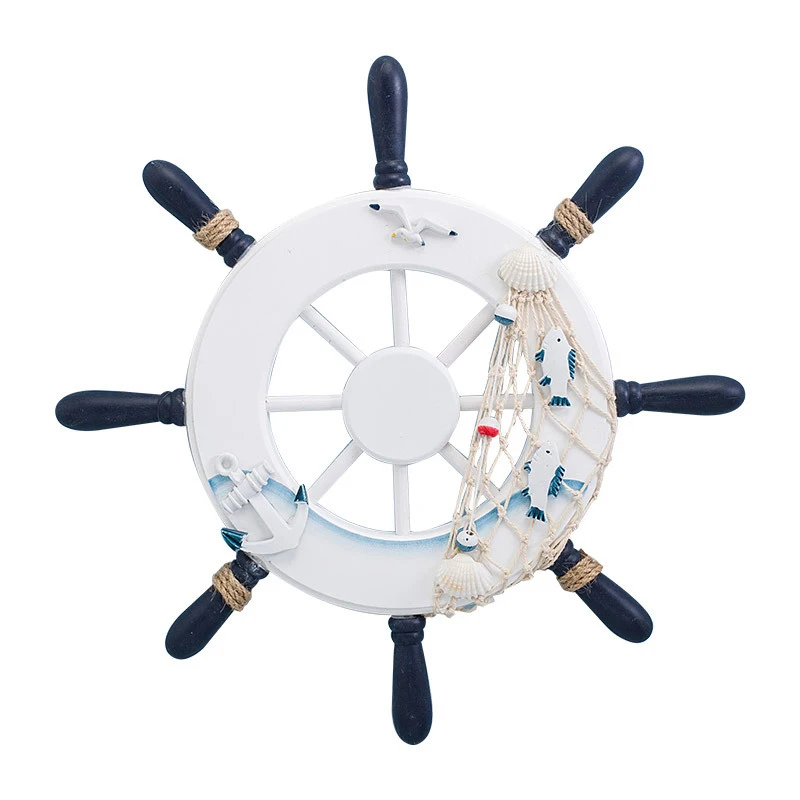 

Mediterranean Boat Rudder Decorations Hanging Wooden Steering Wheel Home Wall Decoration Rudder wall decoration Beautiful