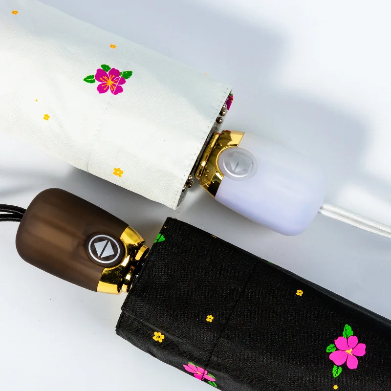 Милый маленький автоматический зонт складной черный пластиковый зонтик от