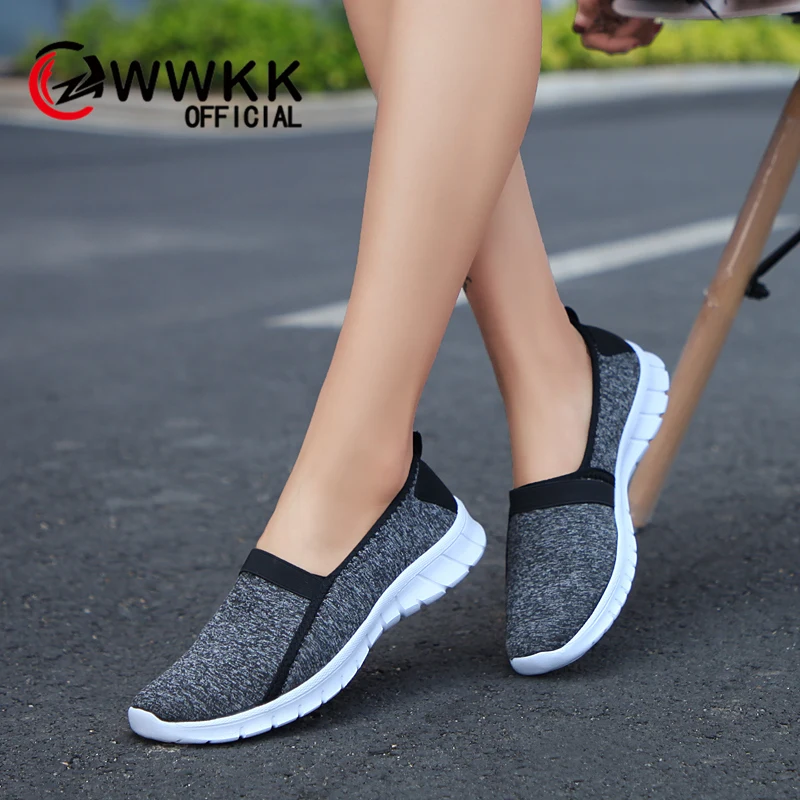WWKK/весенние женские кроссовки дышащие слипоны на плоской подошве лоферы