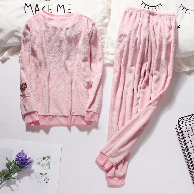 Осенне-зимние женские пижамные комплекты, пижамы, костюм для сна, Толстая теплая фланелевая ночная рубашка кораллового цвета, Женская пижама с мультяшными животными