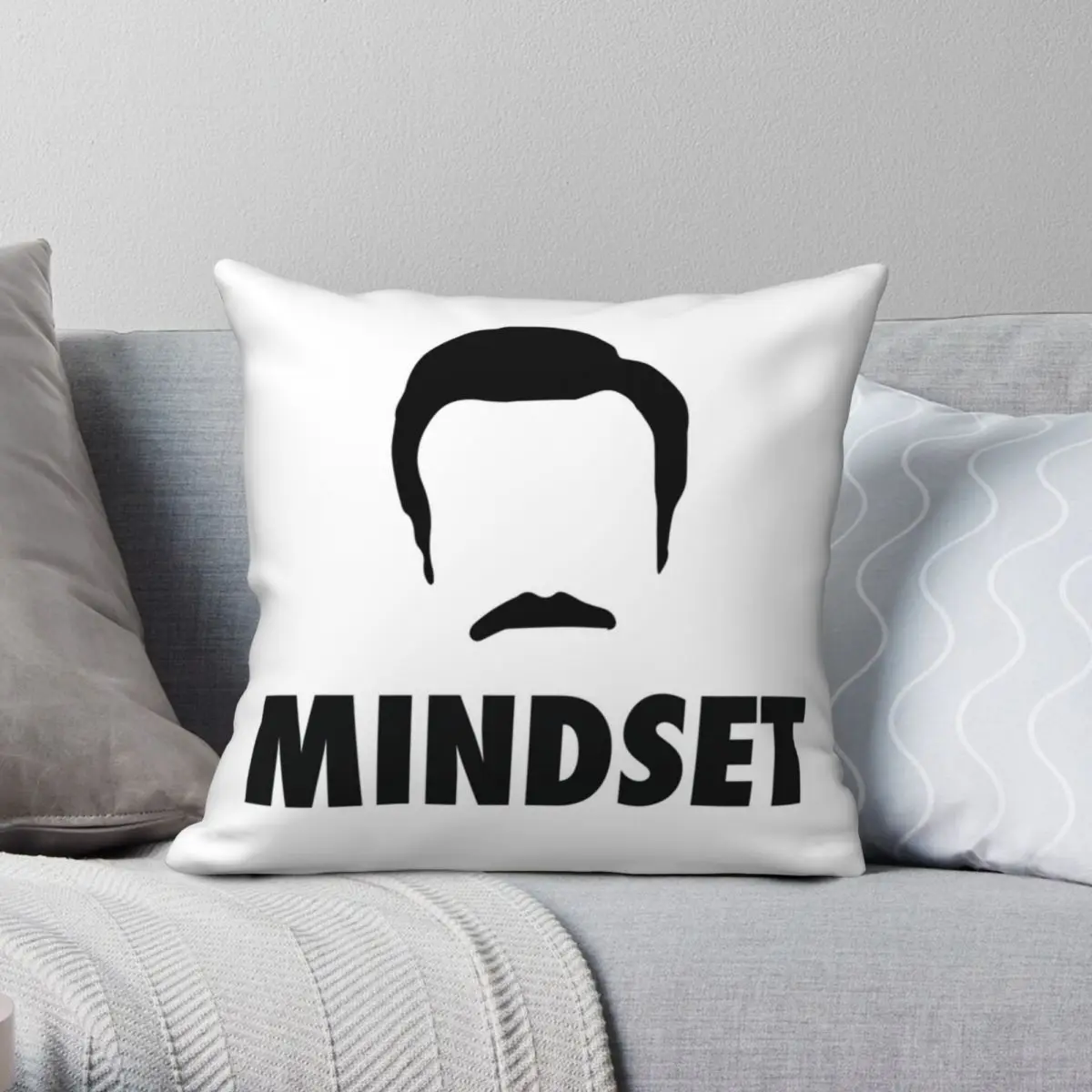 

Чехол для подушки на молнии с принтом из полиэстера и льна