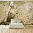 Пользовательская художественная настенная живопись Золотой 3D стереоскопический рельеф морская волна парусник красота фото самоклеящиеся обои