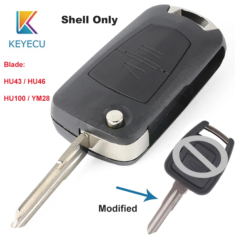 KEYECU для Opel, для Vauxhall Astra Zafira Omega Vectra Frontera модифицированный флип-пульт 2B чехол для ключей Fob HU43/YM28/HU46/HU100
