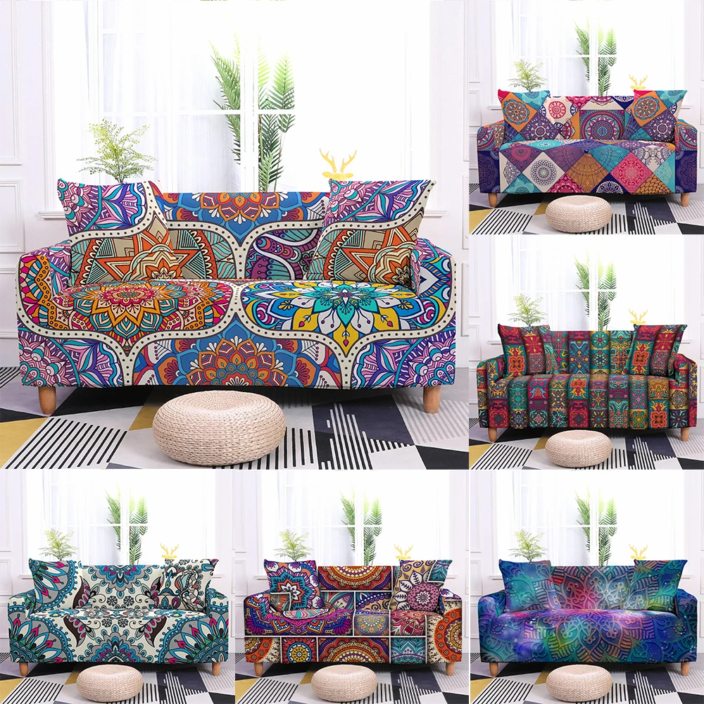 

Mandala Sofa Cover Stretch Boho Elastic Couch Cover For Living Room Furniture Armchair Sectional Corner 1/2/3/4 Seater Slipcover