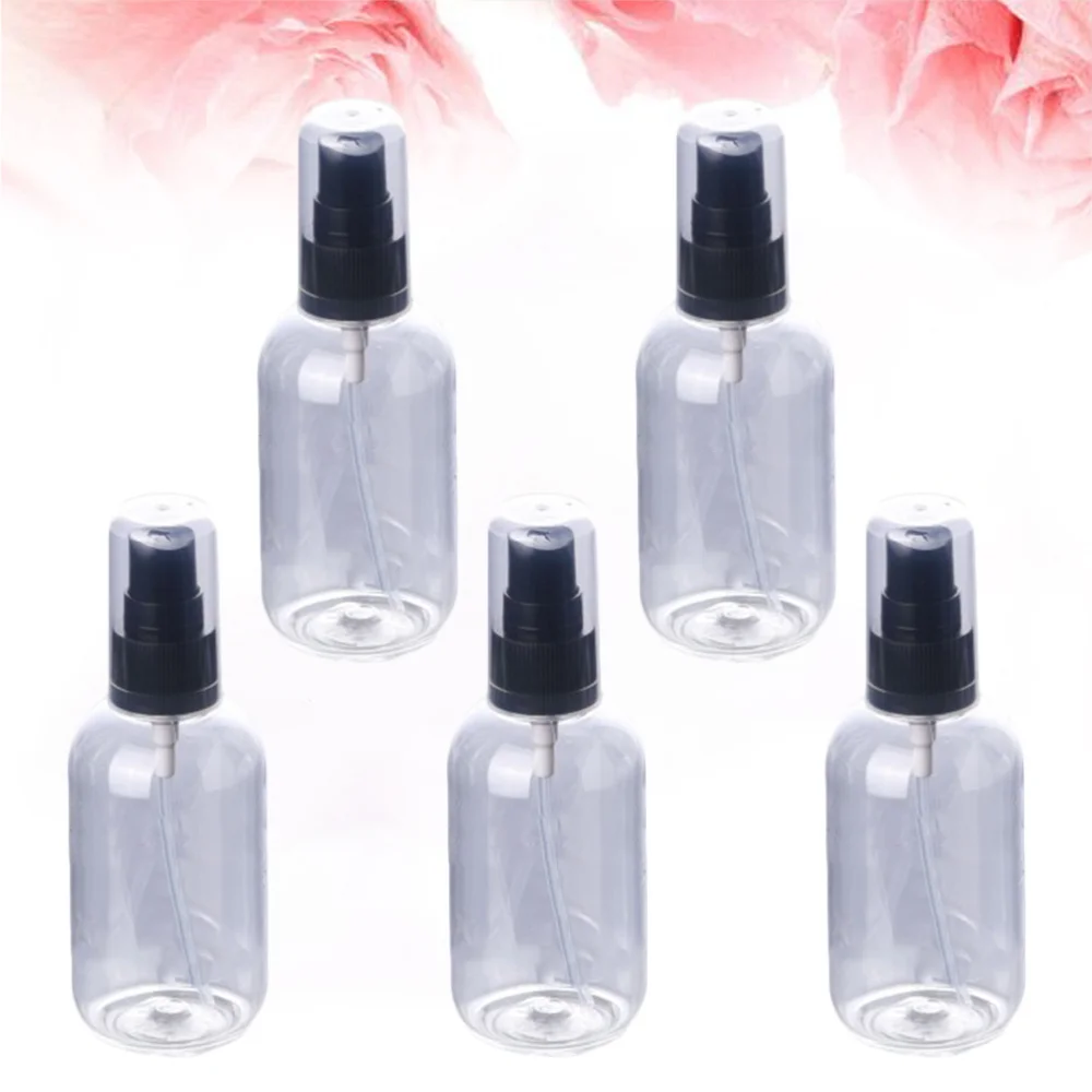 

5 Pcs 80ml Dispense Spray Bottle Small Makeup Water Container Black Pump Empty Sprayer for Indoor Outdoor (Transparent)