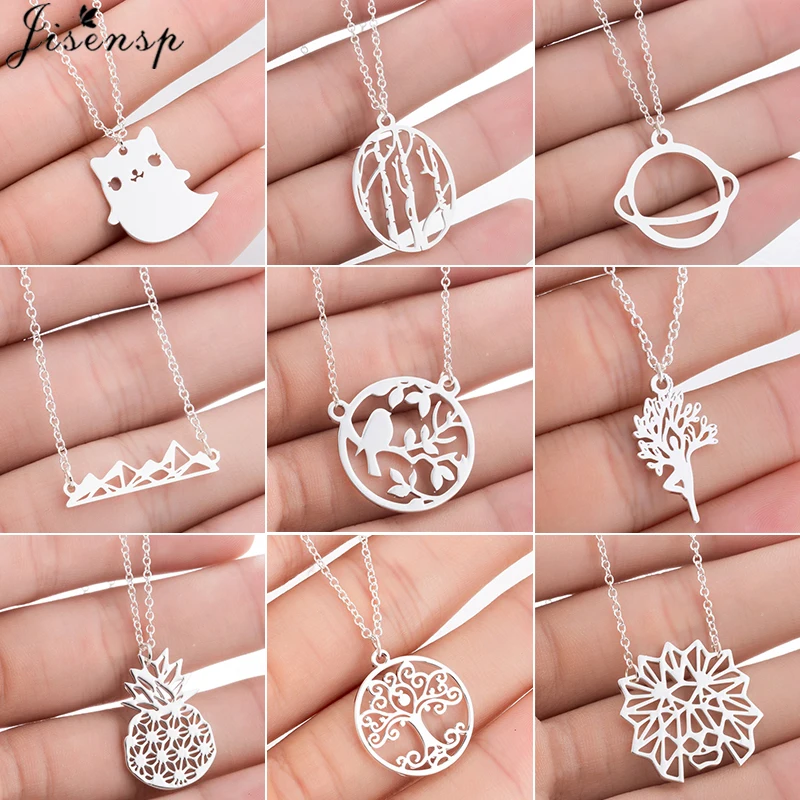 Женское колье из нержавеющей стали Jisensp простые Подвески в виде ананаса с птицами