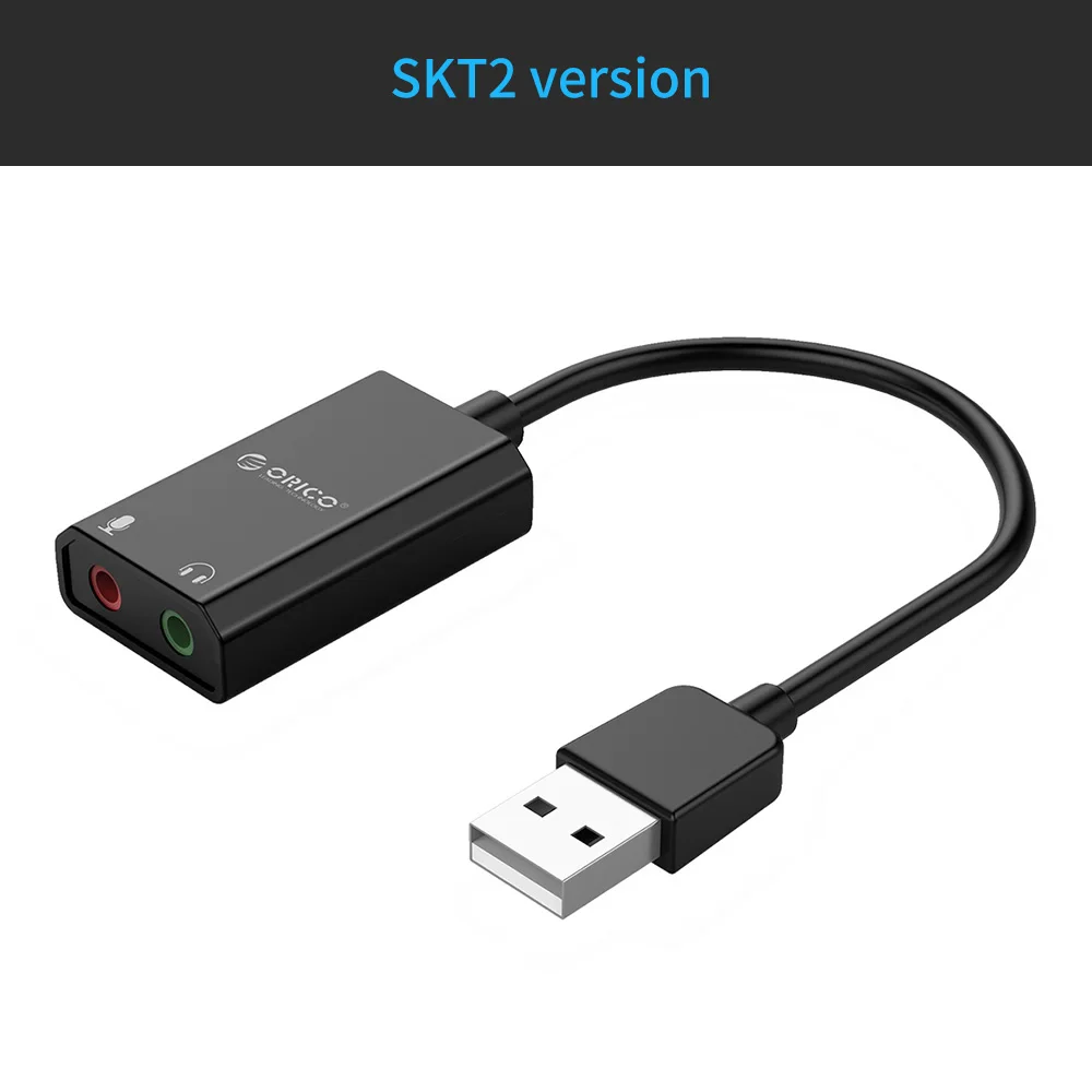 SKT2 ORICO, внешняя USB звуковая карта, стерео микрофон, динамик, гарнитура, аудио разъем, 3,5 мм, кабель, адаптер, отключение звука, регулировка громкости, свободный привод - Цвет: SKT2