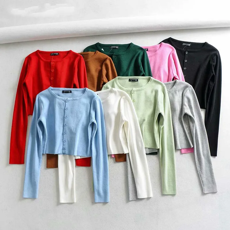 

Fall 2020 kawaii cropped cardigans women knit crop sweater top pink black sexy sweaters cute knitted sweater vintage korean