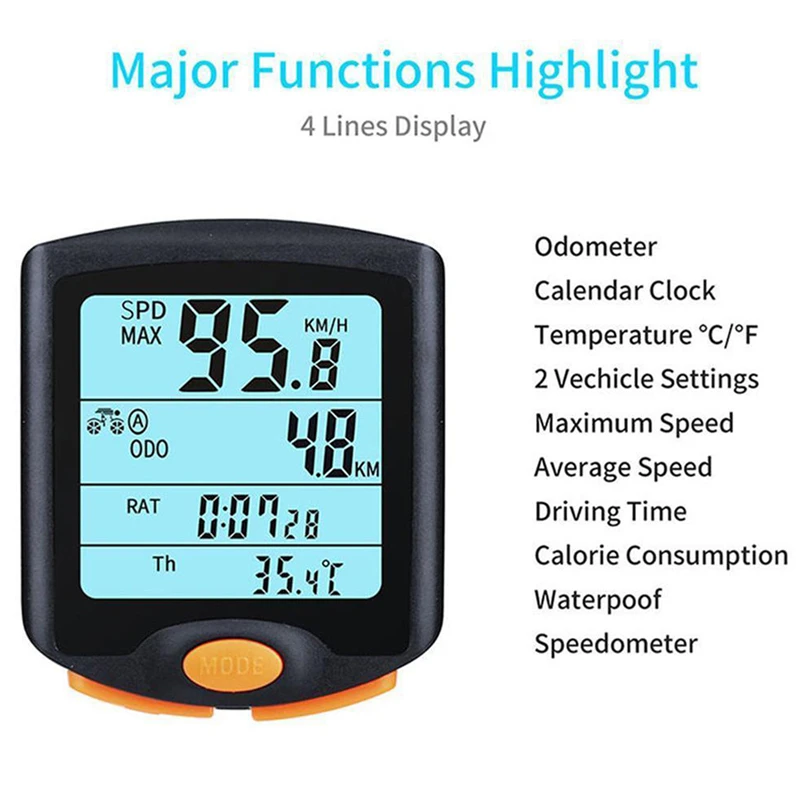 Waterproof Bicycle Computer Wireless And Wired MTB Road Bike Cycling Odometer Stopwatch Speedometer Watch LED Digital Rate | Спорт и