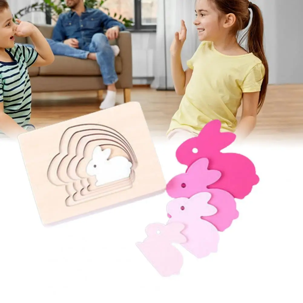 

Kids Montessori Wooden Animal Cartoon 3D Multilayer Jigsaw Puzzle Early Educational Children Gifts Display Mold