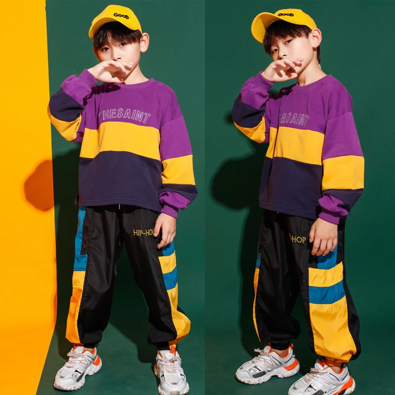 Костюмы джаз для мальчиков современных танцев Повседневная Толстовка штаны бега