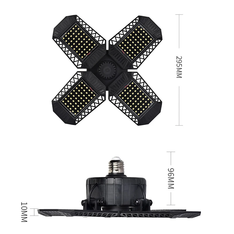 

80W LED Garage Light Lamps Industrial for the Garage Workshop Warehouse Home Folding Four-Leaf Deformation High Bay Light