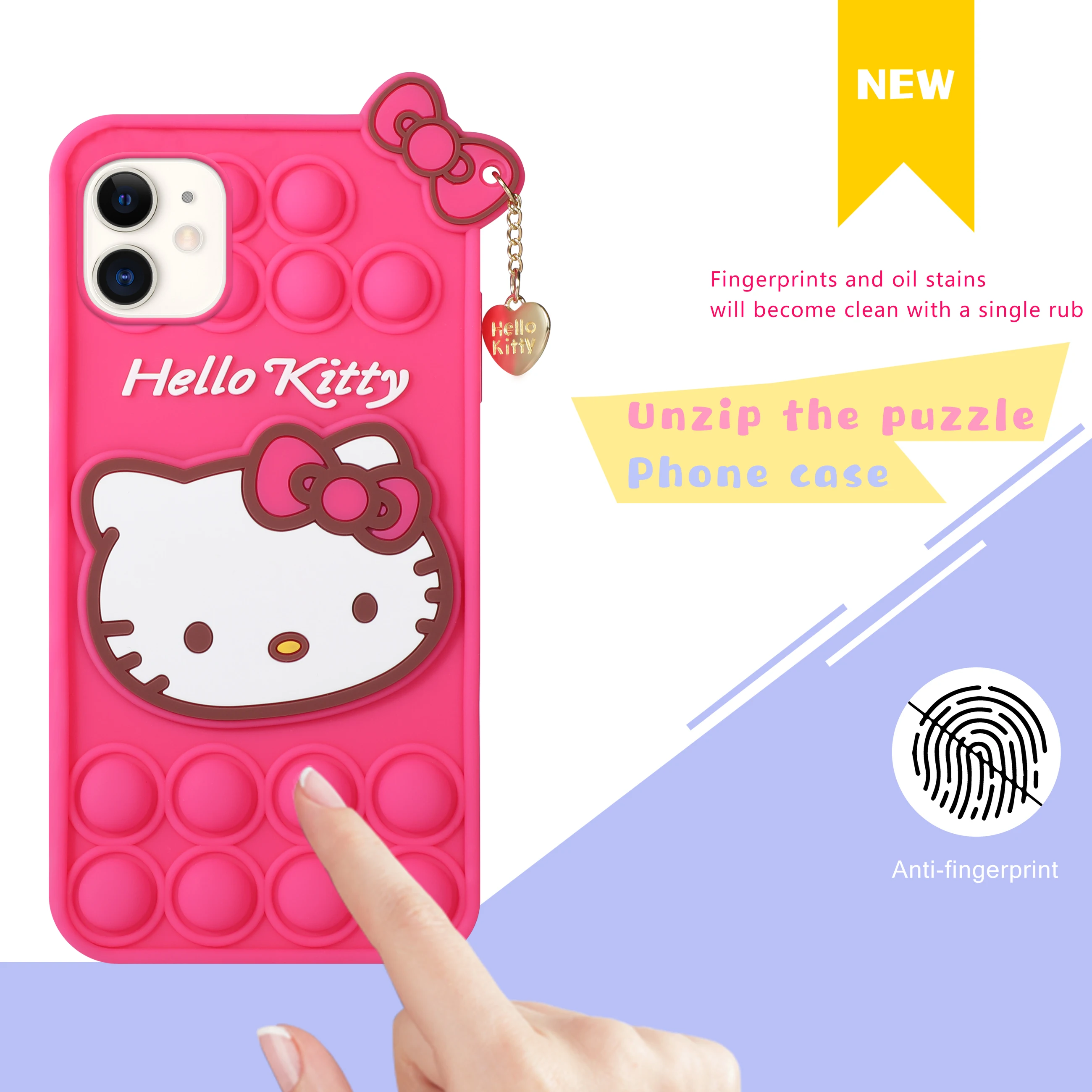 

New Arrival For Phone Case Pink Cartoon Cat Pops Bubble Sensory Toy Game 3D Anti Silicone Soft Cell For iPhone 13