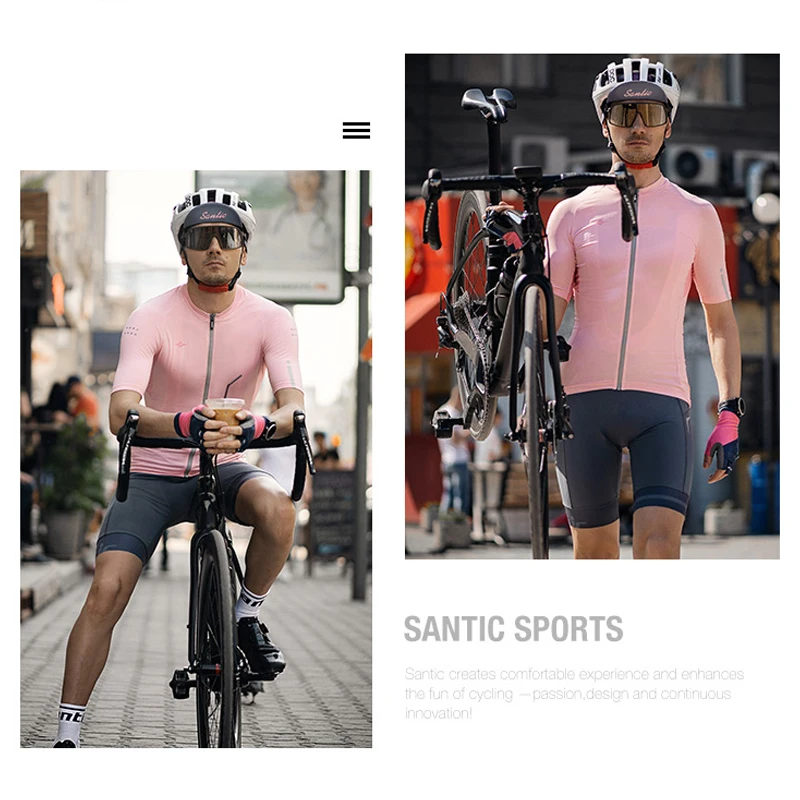 Мужская бесшовная рубашка Santic летняя дышащая ткань с короткими рукавами