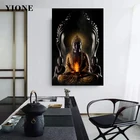 Цвета: черный, золотистый, Будда, печать на холсте Буддизм Бог Статуя настенная живопись религиозные плаката для Гостиная украшение дома