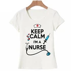 Женская футболка с надписью keep calm, летний топ для медсестры, Повседневная футболка в стиле Харадзюку