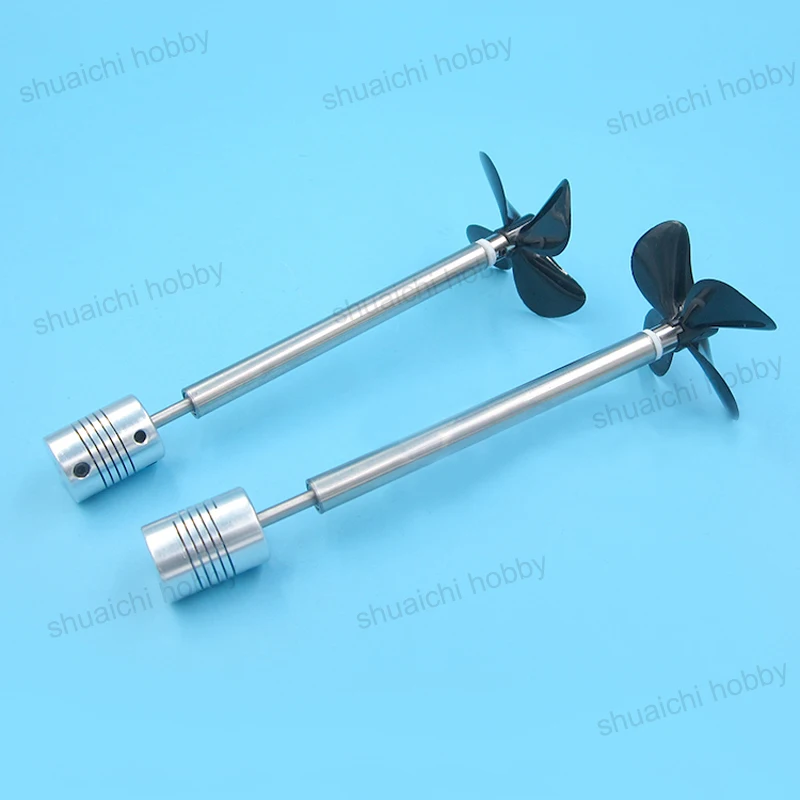 

1Pair 4mm Stainless Steel Drive Shaft+Coupling+60mm 4-blade Propeller +775 Motor+Engine Bracket Power Kit for RC Bait Tug Boat