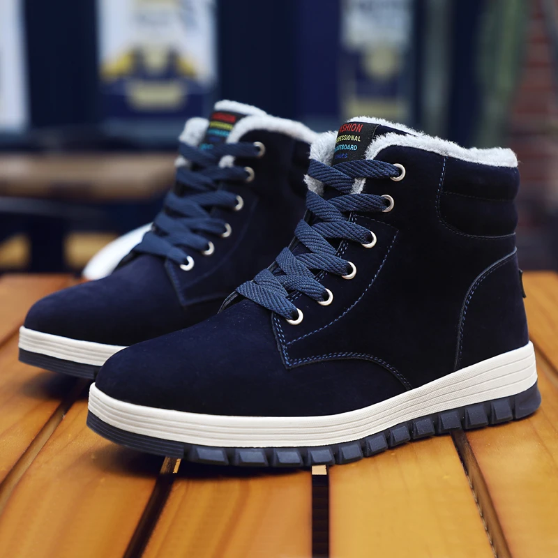 

2021 Winter Suede Mens Boots Waterproof Snow Shoes Flat Casual Outdoor Sneakers Ankle Boots For Male Plus Size Tenis Masculino