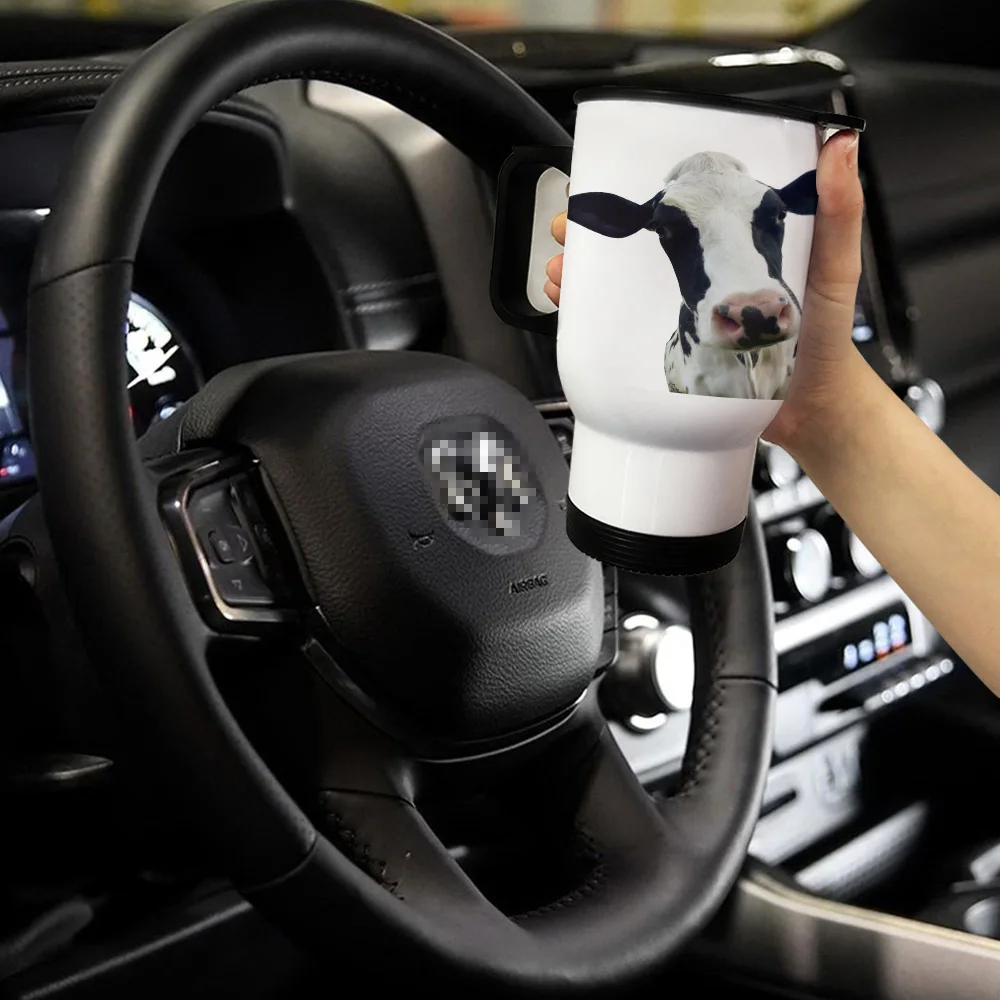 Cow Black White Animal Travel Coffee Mug Spill Proof Stainless Steel Leak Resistant Cute Cups For Women | Дом и сад