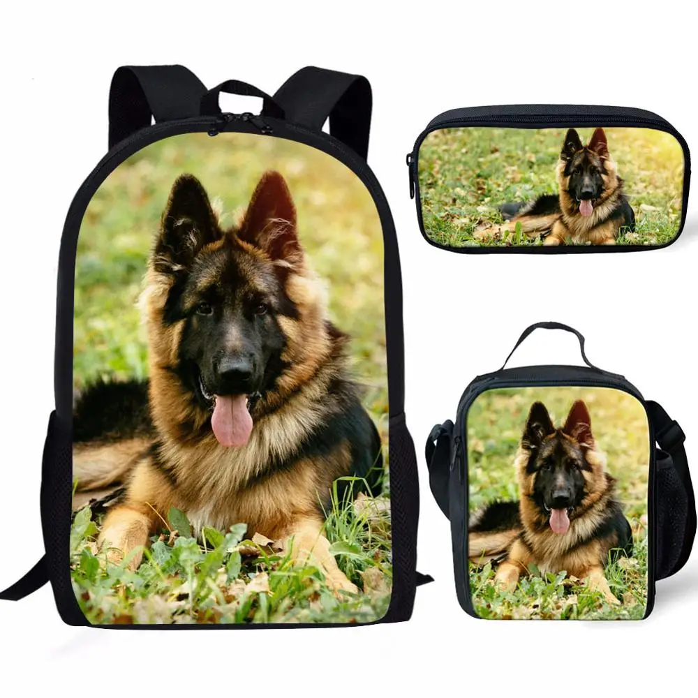 Bolsas de Escola para Adolescentes Cão de Pastor Alemão Impressão Meninas Meninos Schoolbag Crianças Mochilas Mochila Mulheres Diariamente 3 Pçs – Set