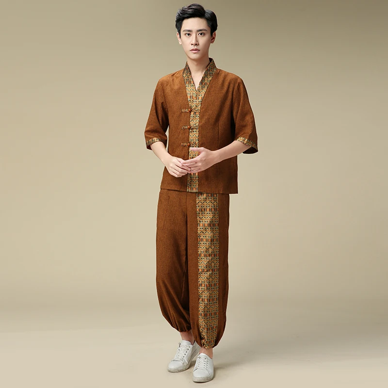 Свитания Мужская тайская форменная одежда официантов для отеля Рабочая кофе