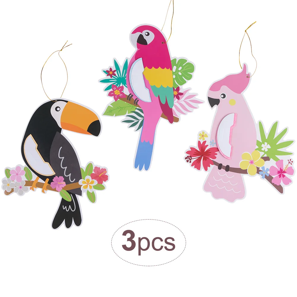 

3 Pieces Tropical Birds Honeycomb Parrot Tissue Ball Hawaiian Summer Beach Tiki Bar Luau Party Home Classroom Hanging Decoration