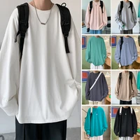 2022 spring long sleeve 100 cotton t shirt korean loose cotton bottom shirt student hong kong style versatile top