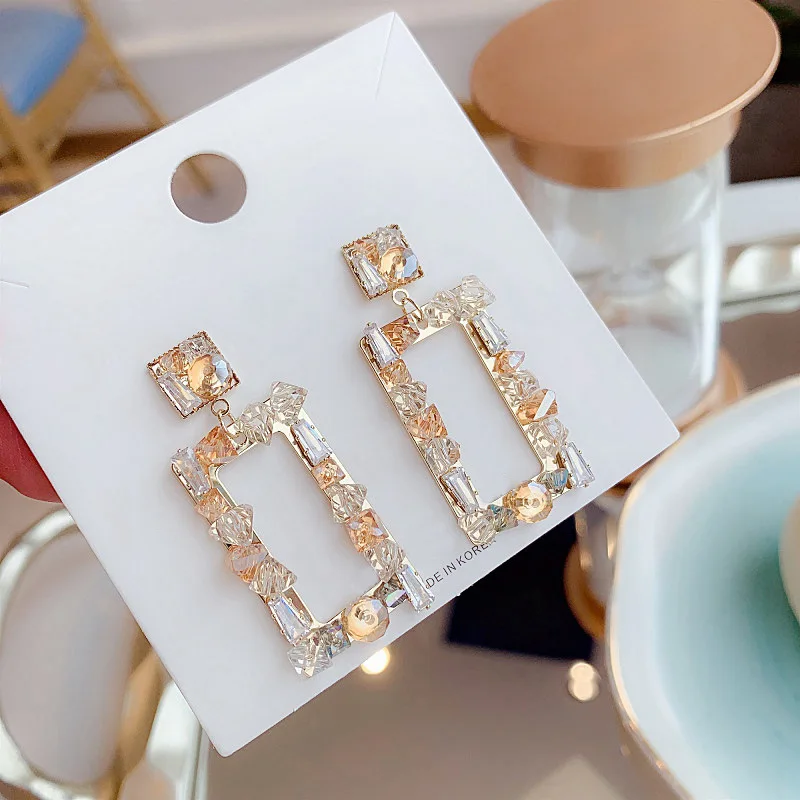 Корейский Новый стиль Роскошные элегантные блестящие прямоугольные хрустальные