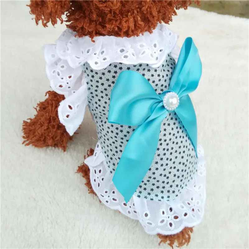Милое кружевное пальто для собак Летняя одежда домашних питомцев щенков Платье