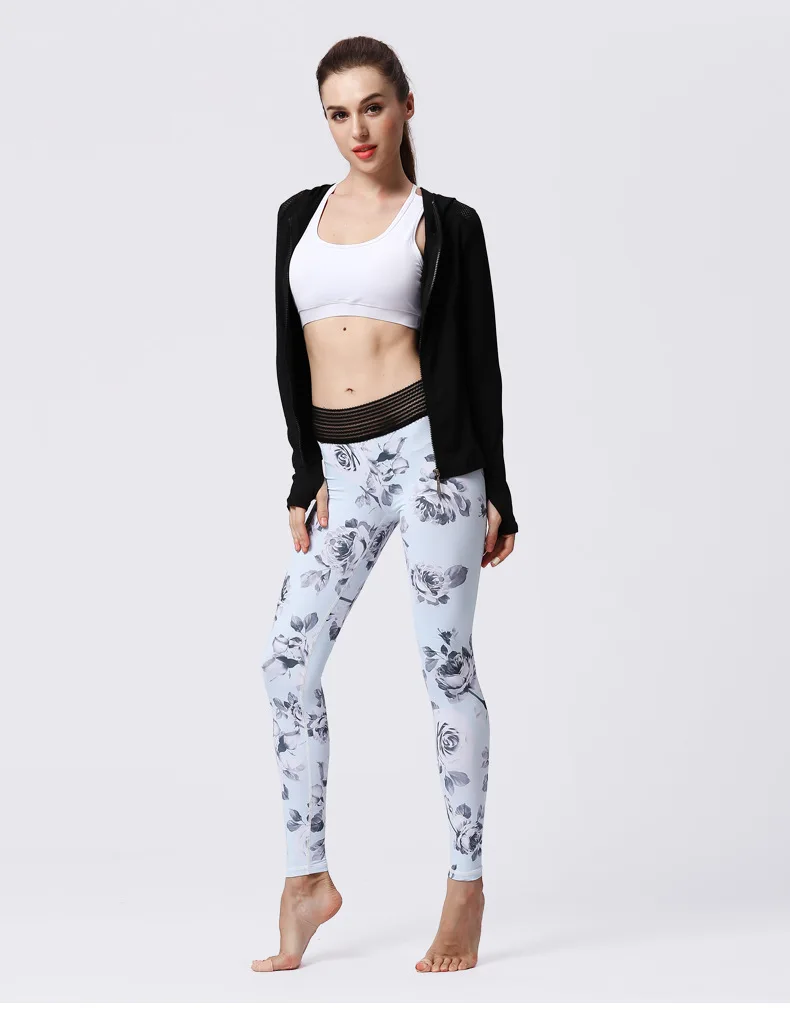 Новинка штаны для йоги с принтом на животе спортивные быстросохнущие