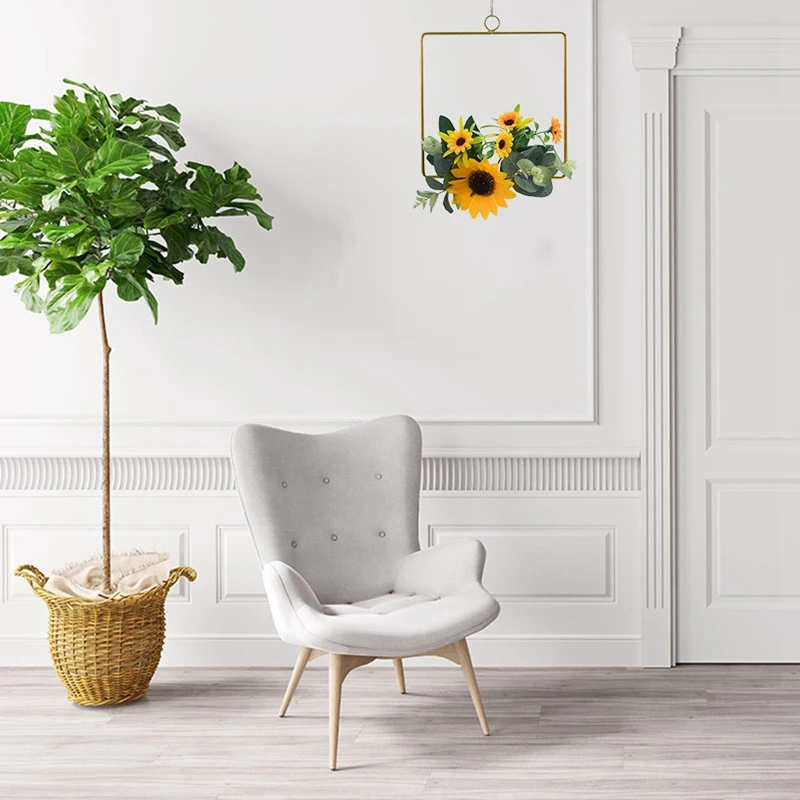 

Artificial Sunflower Floral Hoop Wreath Metal Ring Floral Wedding Wreath Hanging Wall Hoop Garland Nursery Wall Decor