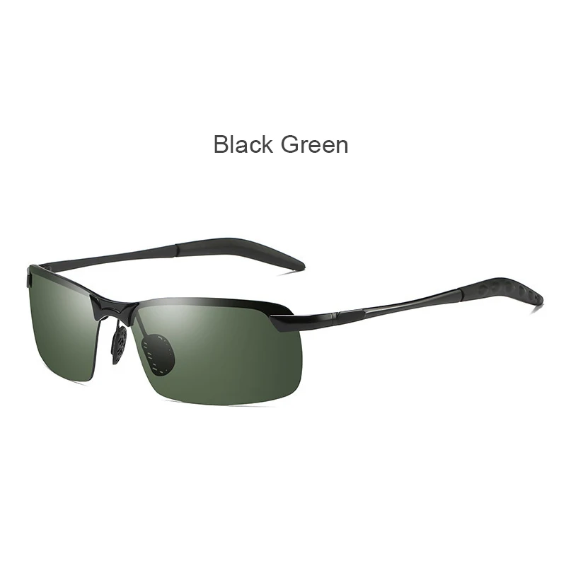 C10 black green Поляризованные фотохромные солнцезащитные очки для мужчин, для вождения, прямоугольные, хамелеон, меняющие цвет, солнцезащитные очки, день, ночное видение, антибликовые очки - Цвет линз: C10 black green