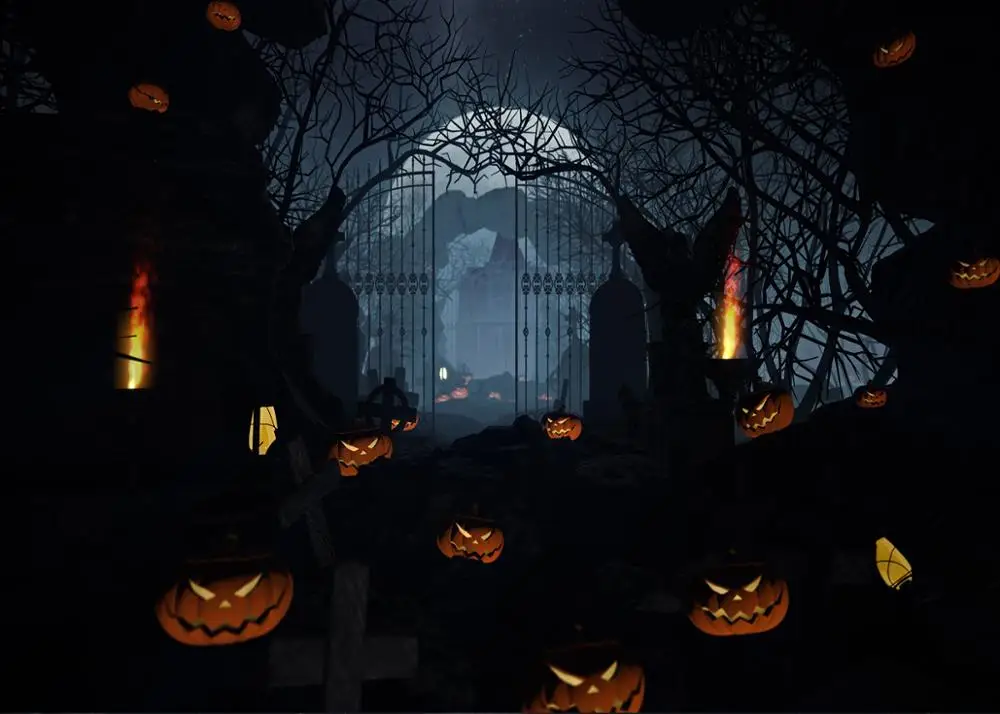 

Halloween Backdrop Haunted Castle Pumpkin Photography Background Masquerade Hallowmas Photo Studio Props