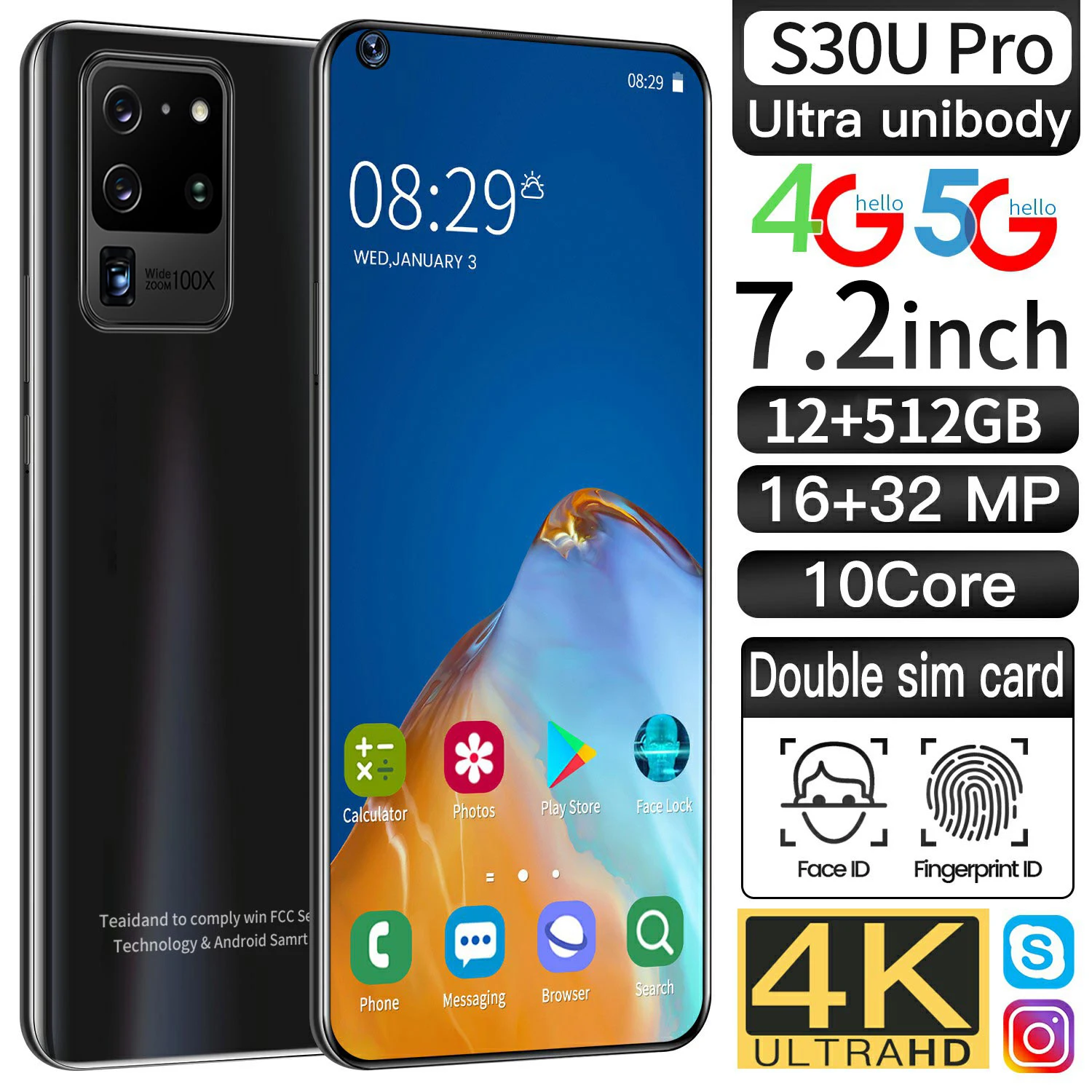 

Global Version Sansumg Smartphone S30U Pro 7.2Inch 10Core 5000mAh Vernee Mobile Phone Dual SIM Face Unlock Android10.0 Cellphone