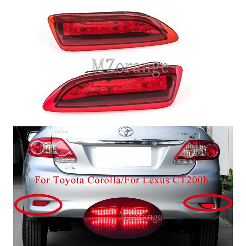MIZIAUTO 1 Пара Отражатель заднего бампера для Toyota Corolla/для Lexus CT200h красная лампочка Предупреждение тормозной задний фонарь автомобильные аксессуары