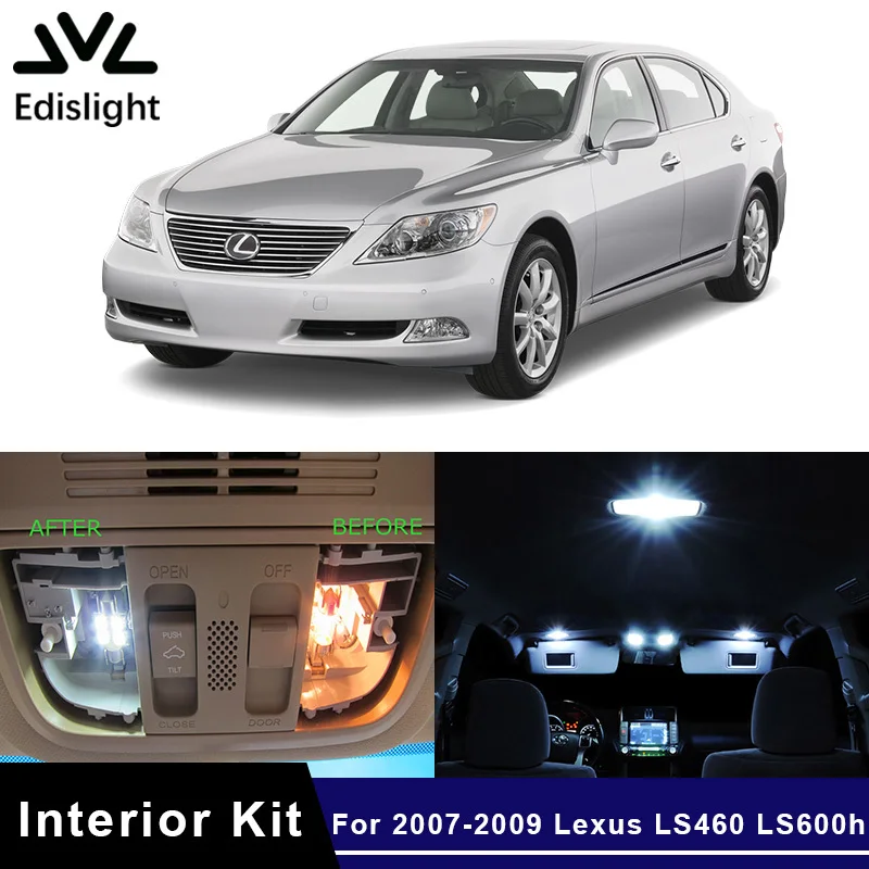 Edislight 15 шт. белые светодиодные с Canbus лампы автомобильные лампы внутренняя посылка комплект для 2007-2009 Lexus LS460 LS600h Карта Купол багажник пластина светильник