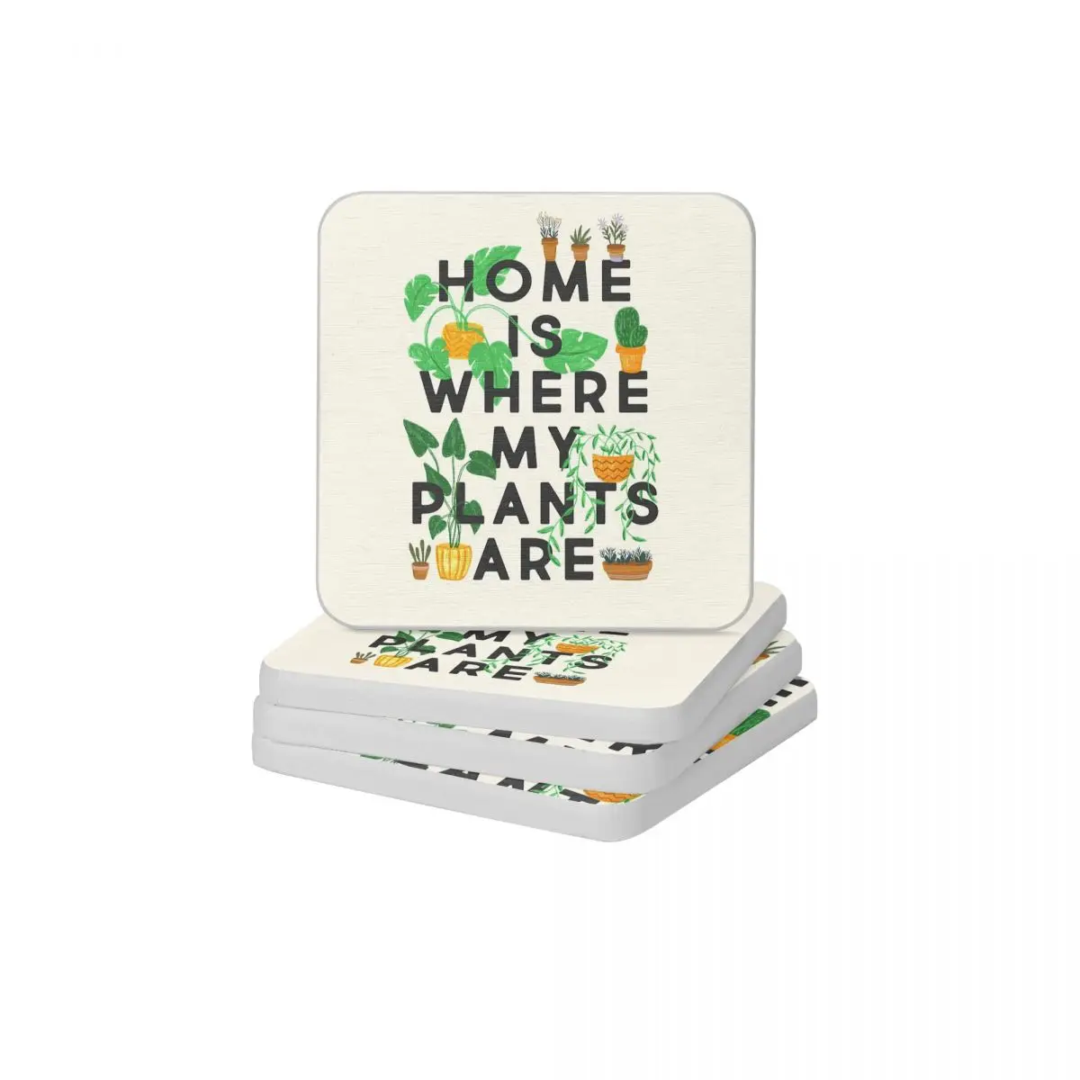 

Дом, где мои растения являются диатомит земли, квадратные круглые подставки Водонепроницаемость Коврик для мыла и зубной щетки 10x10 см