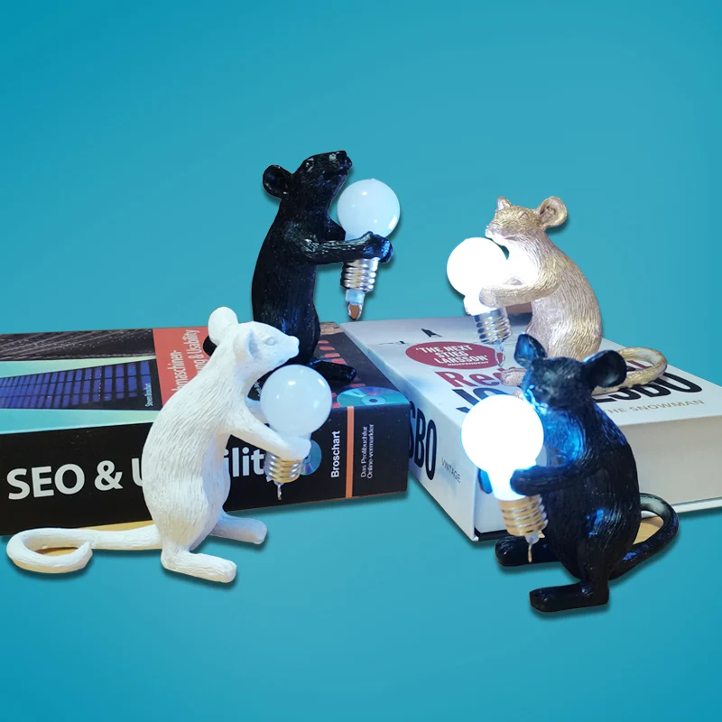 

Полимерный ночник в виде мыши и животных, декоративный Настольный светильник в виде кошки для украшения детской комнаты, кроватки, золотые ...