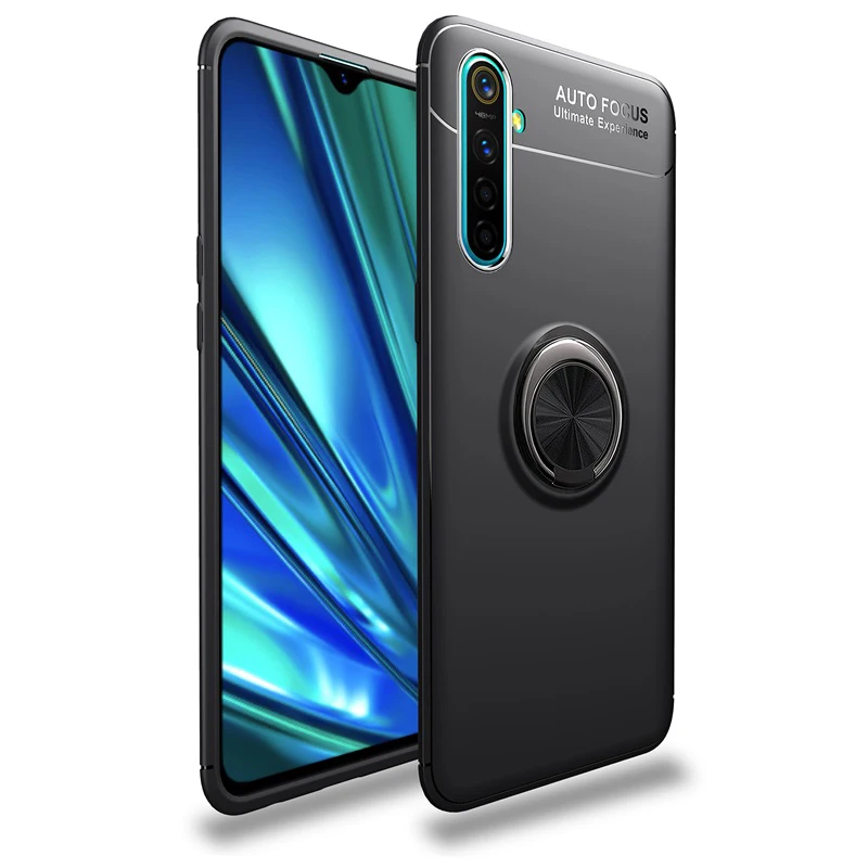 Черный Чехол для телефона OPPO Realme XT X2, кольцо-держатель для пальца, броня, задняя крышка для OPPO Realme XT X2 K5, мягкий силиконовый матовый ударопрочный корпус - Цвет: Черный
