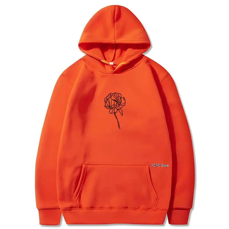 

Women's Printed Rose Hooded Sweatshirts 2021 Fall Winter Harajuku Girl's Hoodies Casual Loose Long Sleeve Pocket Hoodies