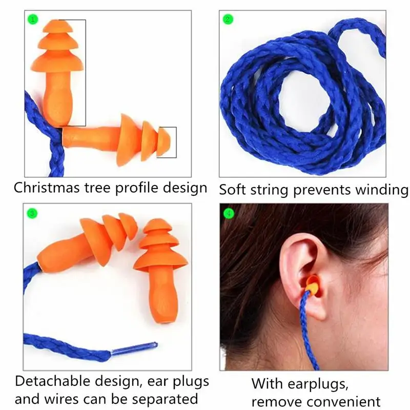 

1pcs Christmas Tree-type Soft Silicone Corded Earplugs Ear Protector Anti Noise Reduction Hearing Protection Sleep Hunt Swimming