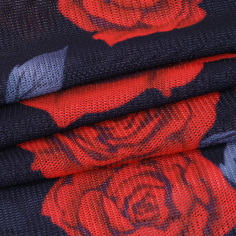 

2021 Summer Sling Bodysuit Rose Print Sexy Ladies Fashion Clothing Patchwork Skinny Rompers for Female Sleeveless Bodycon