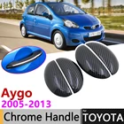 Черная накладка на дверную ручку из углеродного волокна для Toyota Aygo MK1 2005  2013 2006 2007 2008 2009 2010 2011 2012 автомобильные аксессуары, набор хромированных стикеров